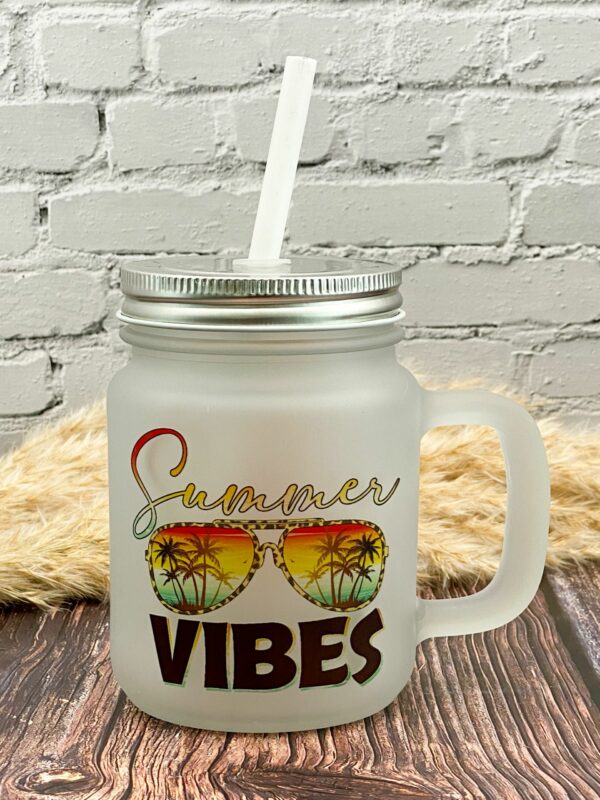 Trinkglas satiniert "Summer Vibes mit Sonnenbrille"