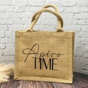 Beige Jutetasche mit schwarzem Aufdruck "Apéro Time"