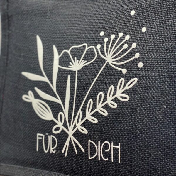 Jutetasche schwarz für "Für Dich"