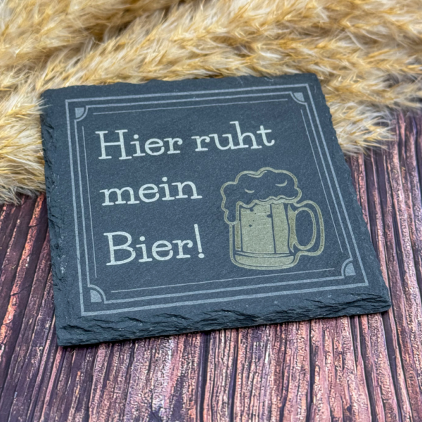 Schieferuntersetzer "Hier ruht mein Bier!"